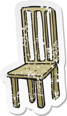 Bir insan tarafından çizilmiş karikatür sandalyesinin gerilimli çıkartması.