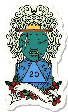 Bir insan tarafından çizilmiş 20 zarlı yarı ork barbarının çıkartması.