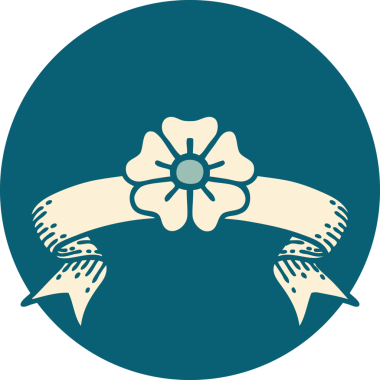 bir insan tarafından çizilmiş bir çiçek pankartıyla dövme biçimi simgesi