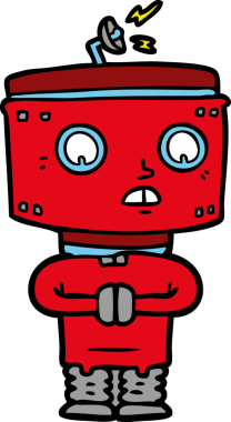 Bir insan tarafından çizilmiş çizgi film robotu