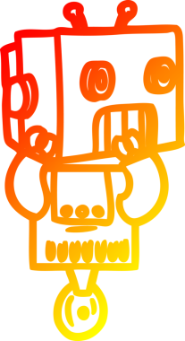 Bir insan tarafından çizilen çizgi film robotunun sıcak çizgi çizimi