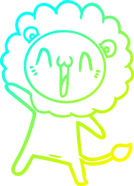 Bir insan tarafından çizilmiş mutlu çizgi film aslanı çizimi.