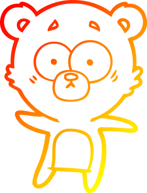 Bir insan tarafından çizilen kaygılı ayı karikatürünün sıcak çizgi çizimi