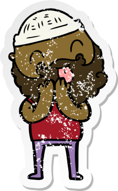 Bir insan tarafından çizilmiş sakallı bir adamın sıkıntılı çıkartması.