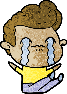 Bir insan tarafından çizilmiş ağlayan çizgi film adamı.