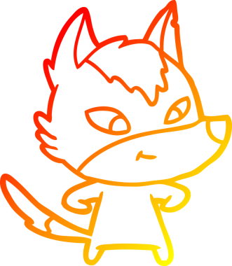 Bir insan tarafından çizilmiş dost canlısı bir kurt çizgi çizimi.