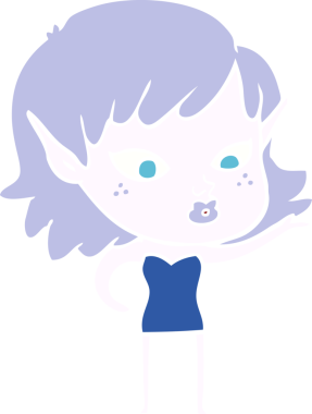 Bir insan tarafından çizilmiş düz renkli bir elf kızı.