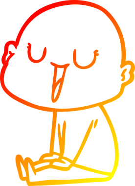 Bir insan tarafından çizilmiş mutlu, kel bir adamın sıcak çizgi çizimi.