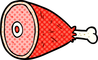 Bir insan tarafından çizilmiş pişmiş et bacağı.