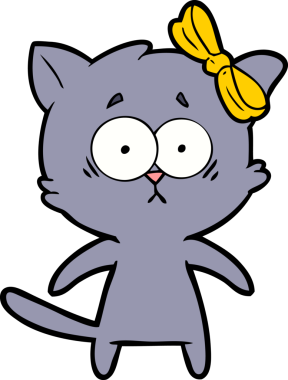 Bir insan tarafından çizilmiş çizgi film kedisi.