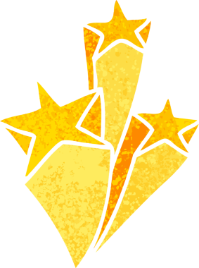 Bir insan tarafından çizilmiş retro illüstrasyon tarzı tuhaf çizgi film yıldızları