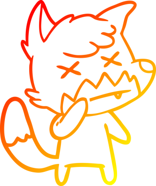 Bir insan tarafından çizilmiş şaşı gözlü tilki çizgi çizimi.