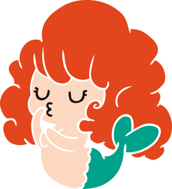 Bir insan tarafından çizilmiş tatlı bir kawaii denizkızı çizimi.