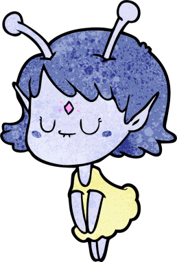 Bir insan tarafından çizilmiş uzaylı kız.