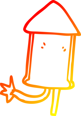 Bir insan tarafından çizilmiş bir havai fişeğin sıcak çizgi çizimi