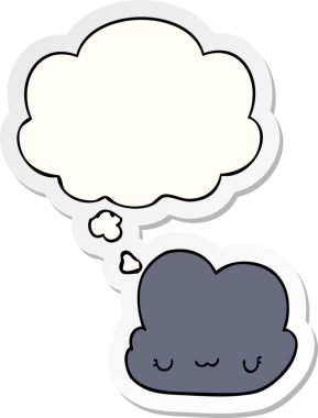Düşünce baloncuklu şirin çizgi film bulutu insan tarafından çizilmiş bir çıkartma gibi.