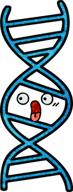 Bir insan tarafından çizilmiş DNA ipliğinin retro grunge desen karikatürü