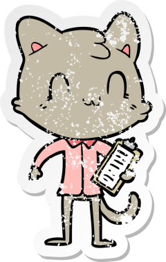 Bir insan tarafından çizilmiş mutlu bir kedinin sıkıntılı çıkartması.