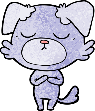 Bir insan tarafından çizilmiş şirin bir çizgi film köpeği.