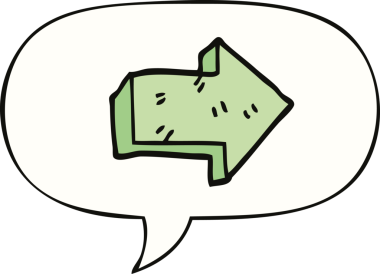 bir insan tarafından çizilmiş konuşma balonlu bir ok.