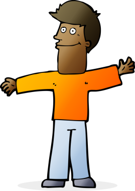 Bir insan tarafından çizilmiş mutlu bir adam.