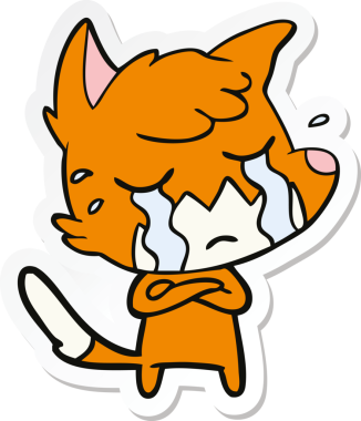 Bir insan tarafından çizilmiş ağlayan tilki çizgi filminin çıkartması.