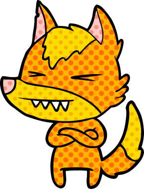 Bir insan tarafından çizilmiş tilki çizgi film karakteri