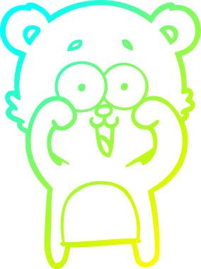 Bir insan tarafından çizilmiş gülen oyuncak ayı çizgi filmi.