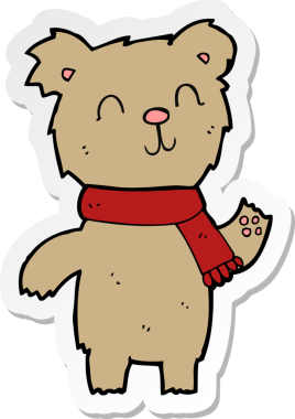 Bir insan tarafından çizilmiş şirin bir oyuncak ayının çıkartması.