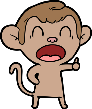 Bir insan tarafından çizilmiş esneyen çizgi maymun.