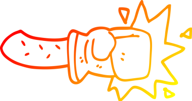 Bir insanın çizdiği çizgi film boks eldiveninin sıcak gradyan çizgisi.