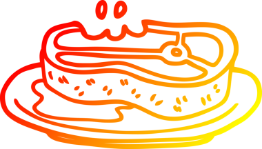 Bir insan tarafından çizilmiş nadir bir bifteğin sıcak çizgi çizimi.