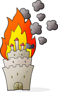 Bir insan tarafından çizilmiş karikatür yakma kalesi.