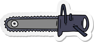 Bir insan tarafından çizilmiş bir testere için el çizimi karikatür karikatürü.