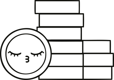 Bir insan tarafından çizilmiş bozuk paraların çizgi çizimi