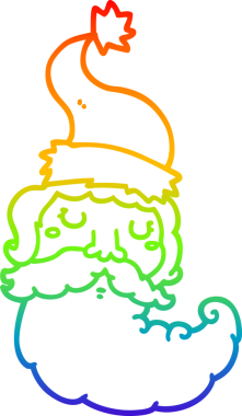 Gökkuşağı gradyan çizgi çizimi Bir insan tarafından çizilmiş Noel Baba yüzü