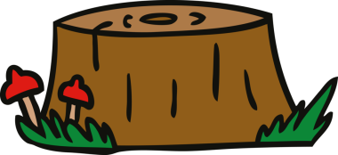 Bir insan tarafından çizilmiş bir ağaç kütüğünün el çizimi karalaması.