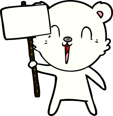 Bir insan tarafından çizilmiş protesto tabelalı kutup ayısı.