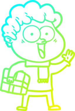 Bir insan tarafından çizilmiş mutlu bir adamın soğuk çizgi çizimi.