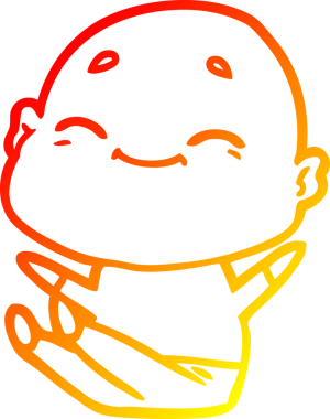 Bir insan tarafından çizilmiş mutlu, kel bir adamın sıcak çizgi çizimi.