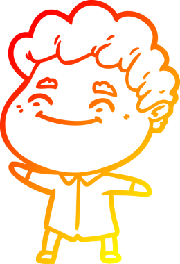 Bir insan tarafından çizilmiş, karikatür dostu bir adamın sıcak çizgi çizimi