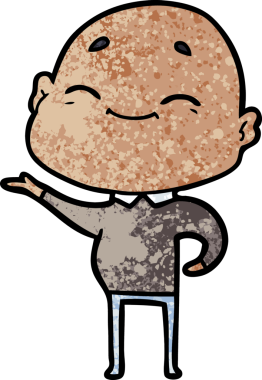 Bir insan tarafından çizilmiş mutlu, kel adam.