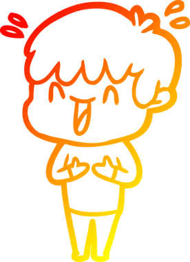 Bir insan tarafından çizilmiş gülen bir çizgi film karakteri çizimi