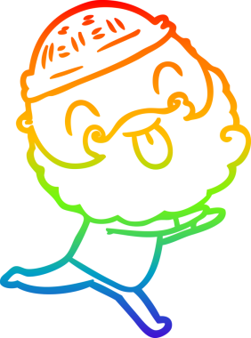 Gökkuşağı gradyan çizgisi, sakallı, koşan bir adamın bir insan tarafından çizilmiş dili.