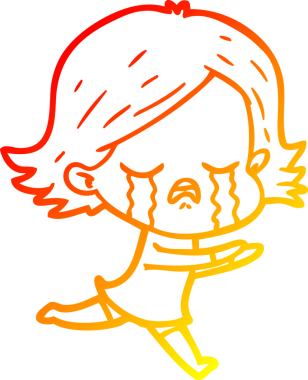 Bir insan tarafından çizilmiş ağlayan çizgi film kızı çizimi.