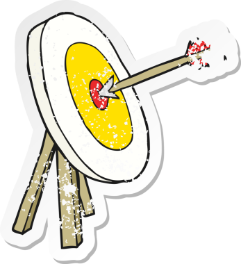 Bir insan tarafından çizilmiş çizgi film okçuluğunun gerilimli çıkartması.