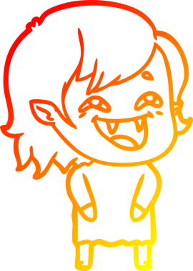 Bir insan tarafından çizilmiş gülen vampir kız çizgi filmi.