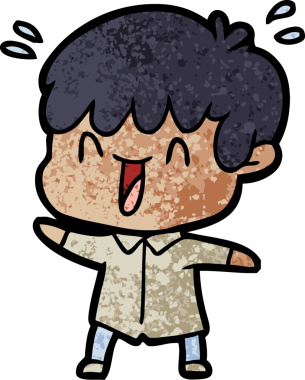 Bir insan tarafından çizilmiş gülen çocuk.