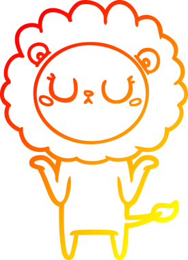 Bir insan tarafından çizilmiş karikatür aslanının sıcak çizgi çizimi