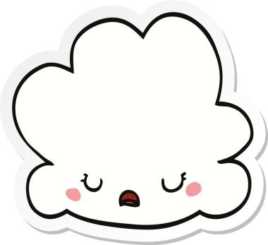 Bir insan tarafından çizilmiş şirin bir karikatür bulutunun çıkartması.